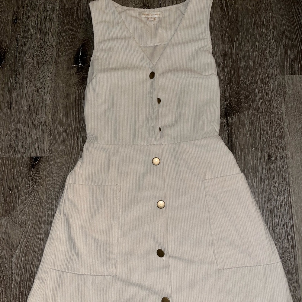 Cream colored corduroy button up dress